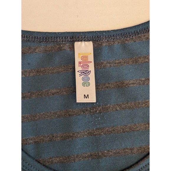 LULAROE PERFECT T SHIRT SIZE Medium M BLUE and grey Stripes EUC - Picture 3 of 9